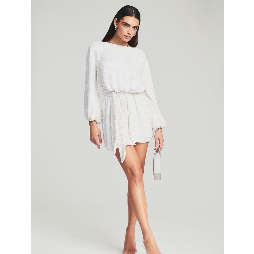 RETROFETE GRACE SEQUIN DRESS Moonglow White NWT *missing sequins $635 Small